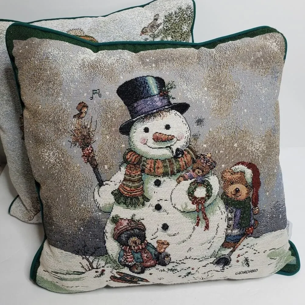 Vintage Frosty and Friends /Snow Buddies Riverdale Holiday Theme Throw Pillows